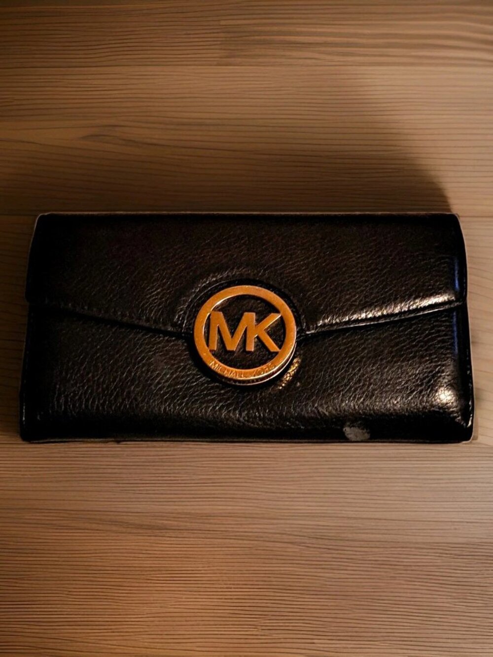 Michael Kors Black Logo Flap Wallet Credit Card Organizer for Women